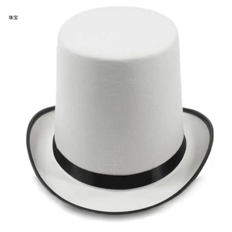 Vintage Fedora Top Hat Solid Color Short Brim Top Hat Western Cowboy Hat for Boy Men Adults Panama Hat