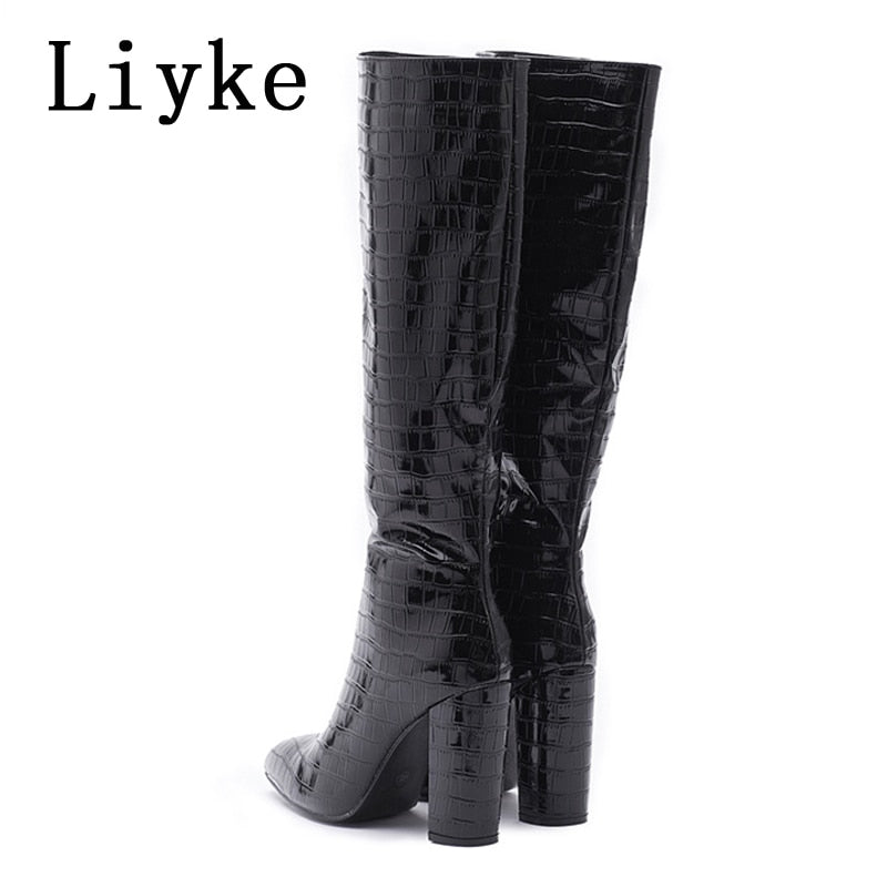 LIYKE Lovely Faux Patent Leather Fashion Boots