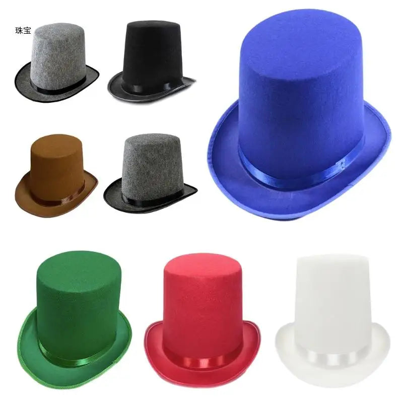 Vintage Fedora Top Hat Solid Color Short Brim Top Hat Western Cowboy Hat for Boy Men Adults Panama Hat
