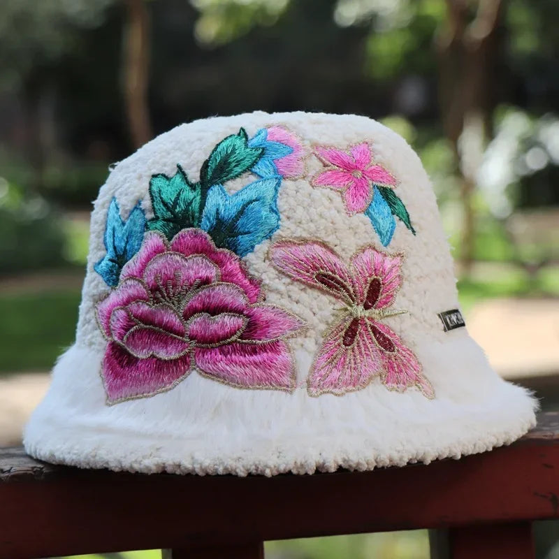 Warm Fuzzy Embroidered & Studded Vintage Cap Hat