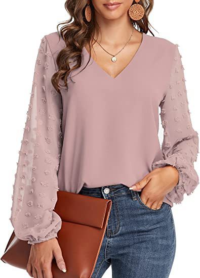 Solid Women Blouse 2022 Spring Fashion V Neck Long Sleeve Elegant Office Work Shirts Tops Lady Plus Size Casual Chiffon Blouses - My She Shop