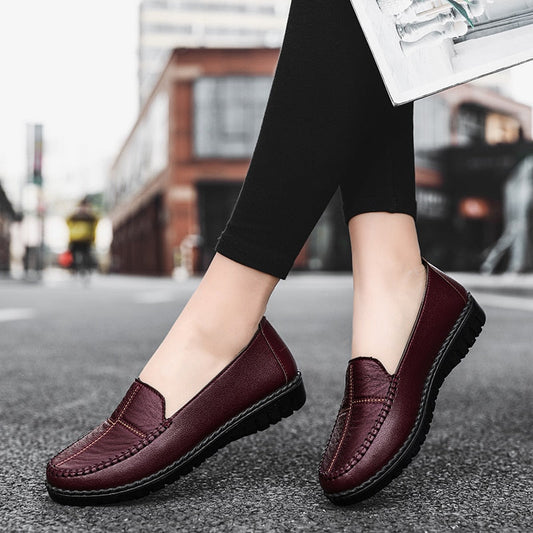 Summer Women Casual Shoes Leather Designer Women Sneakers Slip-on Ladies Loafers Shoes Lightweight Mom&#39;s Moccasins Zapatos Mujer - My She Shop