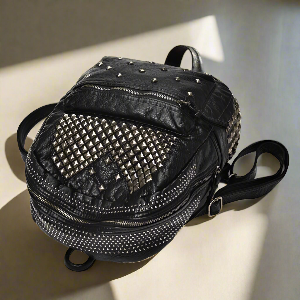 ANNRMYRS Washed Split Leather Studded Backpack