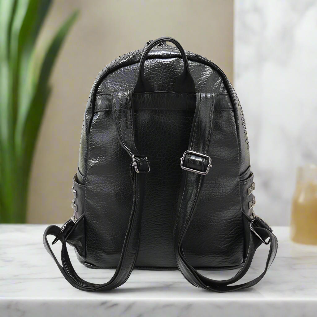 ANNRMYRS Washed Split Leather Studded Backpack