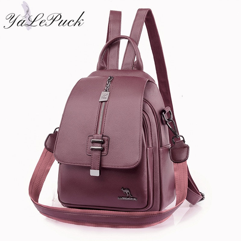 Women Backpack Designer high quality Leather Women Bag Fashion School Bags Multifunction Large Capacity Travel Backpacks mochila - My She Shop