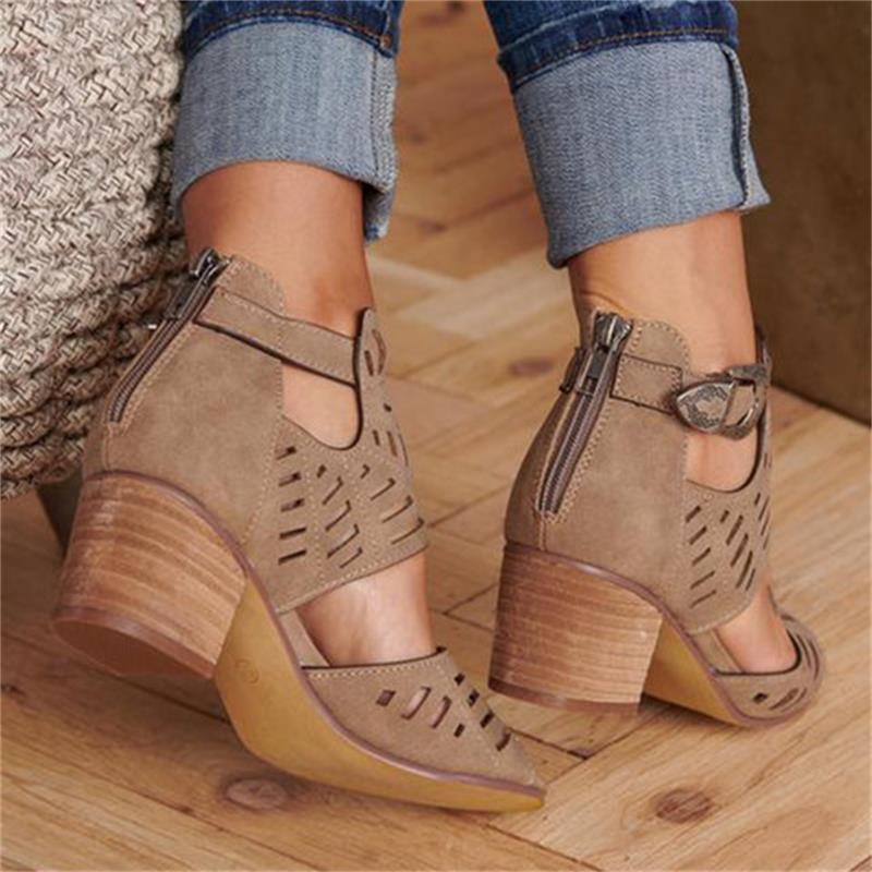 Sandals Women Shoes Summer Heel Pumps Fashion Female Sandals Solid Color Buckle Strap High Heel Rome Shoes Ladies Pumps 2022 Hot - My She Shop