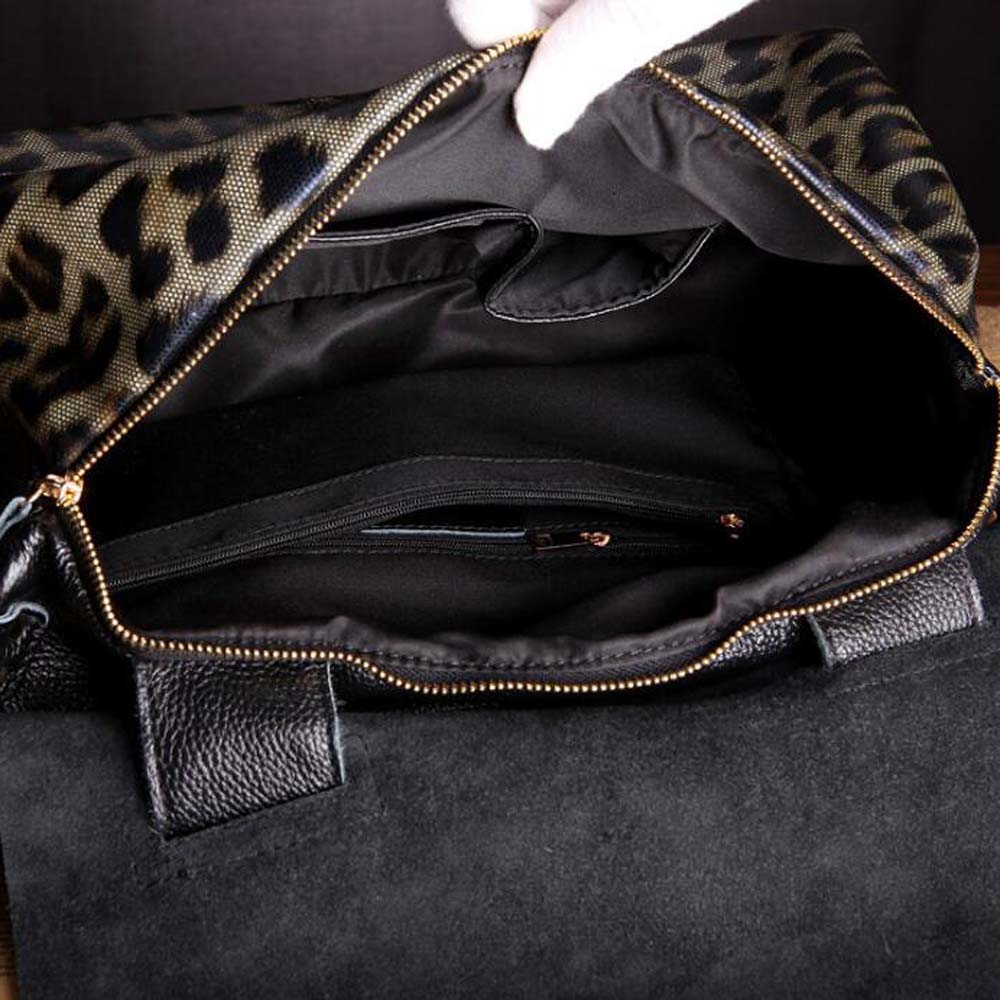 Fashion Genuine Leather Big Tote Handbags Leopard Pattern Soft Cowhide Travel Tote Ladies Long Strap Shoulder Weekend Bags - My She Shop