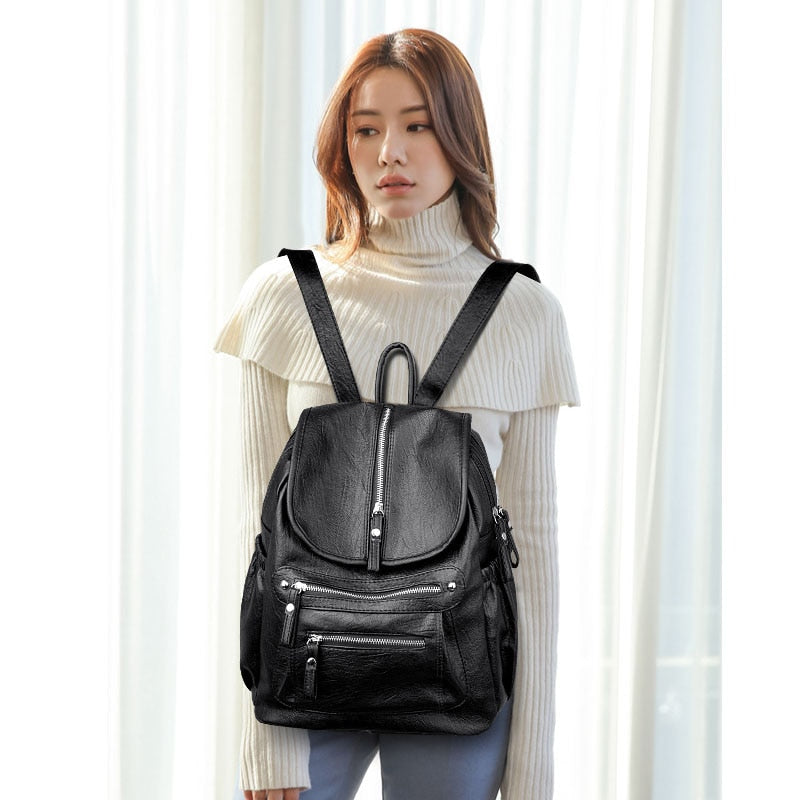 Women High quality leather Backpacks Vintage Female Shoulder Bag Sac a Dos Travel Ladies Bagpack Mochilas School Bags For Girls - My She Shop