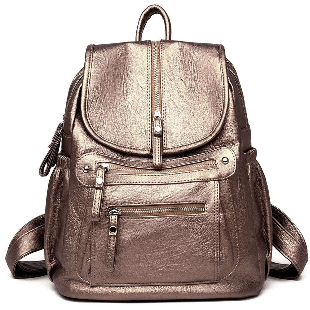 Women High quality leather Backpacks Vintage Female Shoulder Bag Sac a Dos Travel Ladies Bagpack Mochilas School Bags For Girls - My She Shop