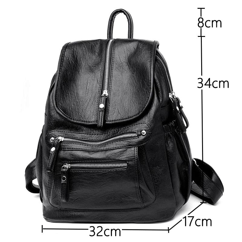 Women High quality leather Backpacks Vintage Female Shoulder Bag Sac a Dos Travel Ladies Bagpack Mochilas School Bags For Girls - My She Shop