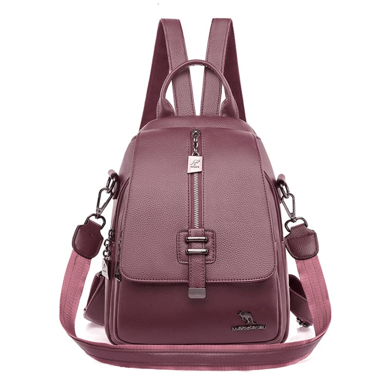 Women Backpack Designer high quality Leather Women Bag Fashion School Bags Multifunction Large Capacity Travel Backpacks mochila - My She Shop