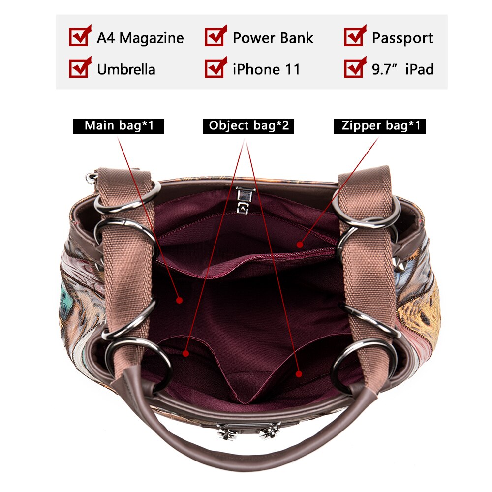 WESTAL Backpack for Women Genuine Leather Backpack Women Handbags Girls Travel Patchwork Female Backpacks For School Laptop 7420 - My She Shop