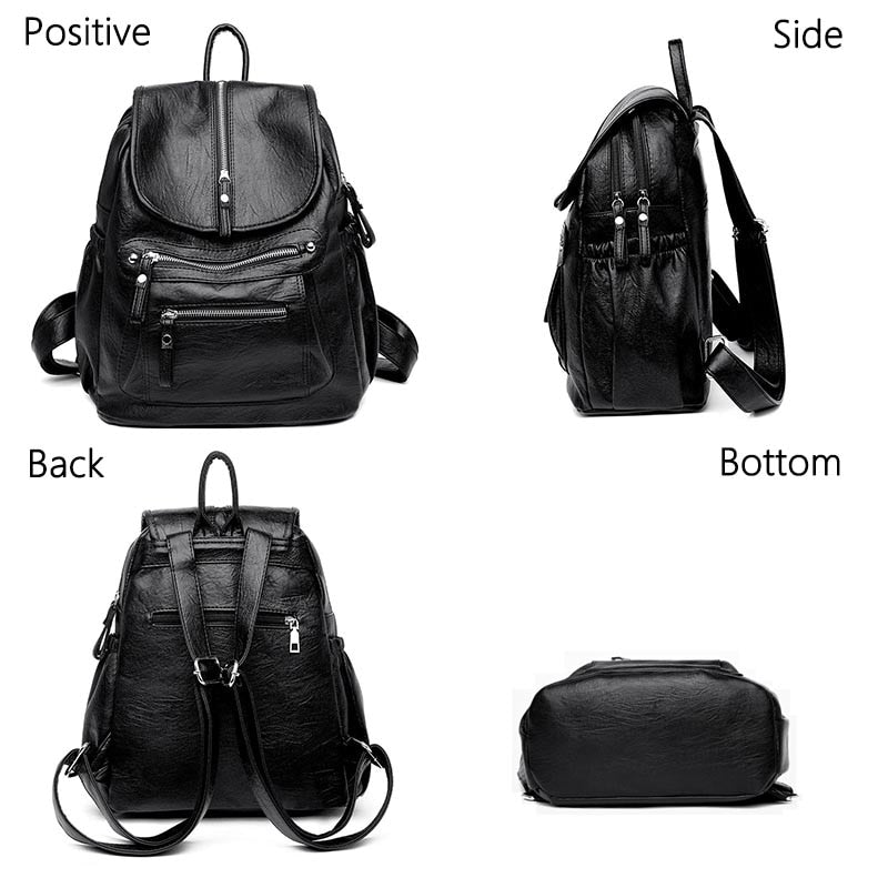 Women High quality leather Backpacks Vintage Female Shoulder Bag Sac a Dos Travel Ladies Bagpack Mochilas School Bags For Girls - My She Shop