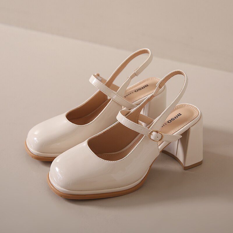 SDWK 8cm Non-slip Round Toe Sandals Shoes Ladies Casual Summer Slingbacks Beach Elegant Shoes Korean Party Shoes Woman Design - My She Shop