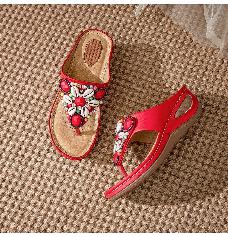 SDWK 5cm Summer Slippers Women Casual Conch Durable Flip Flops Beach Sandals Female Wedge Shoes Lady Room Slippers Zapatos - My She Shop