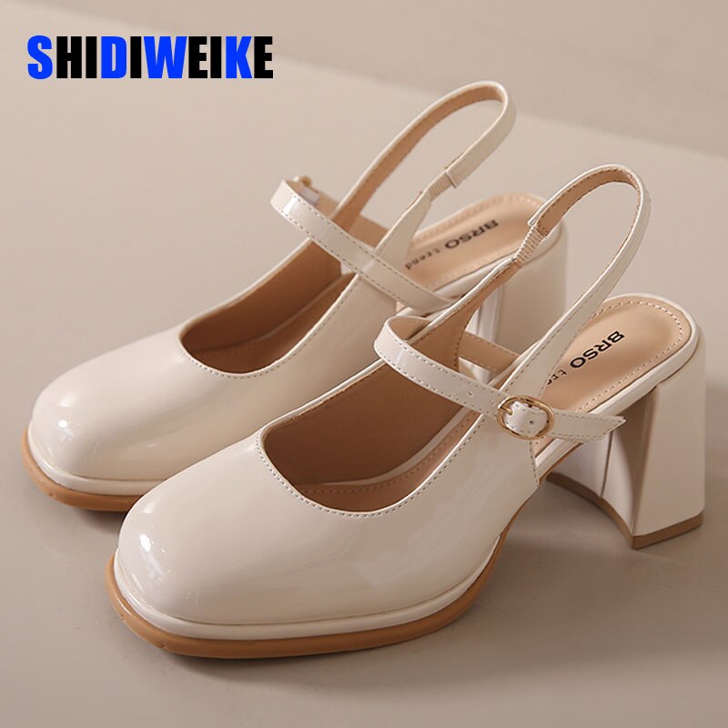 SDWK 8cm Non-slip Round Toe Sandals Shoes Ladies Casual Summer Slingbacks Beach Elegant Shoes Korean Party Shoes Woman Design - My She Shop