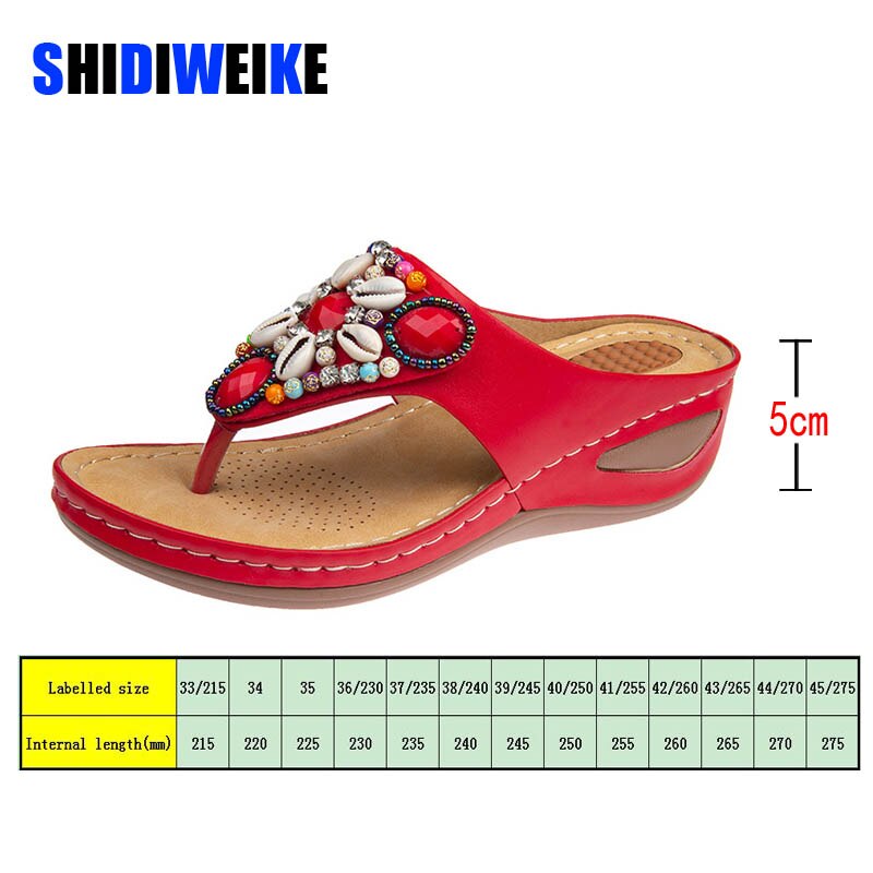 SDWK 5cm Summer Slippers Women Casual Conch Durable Flip Flops Beach Sandals Female Wedge Shoes Lady Room Slippers Zapatos - My She Shop