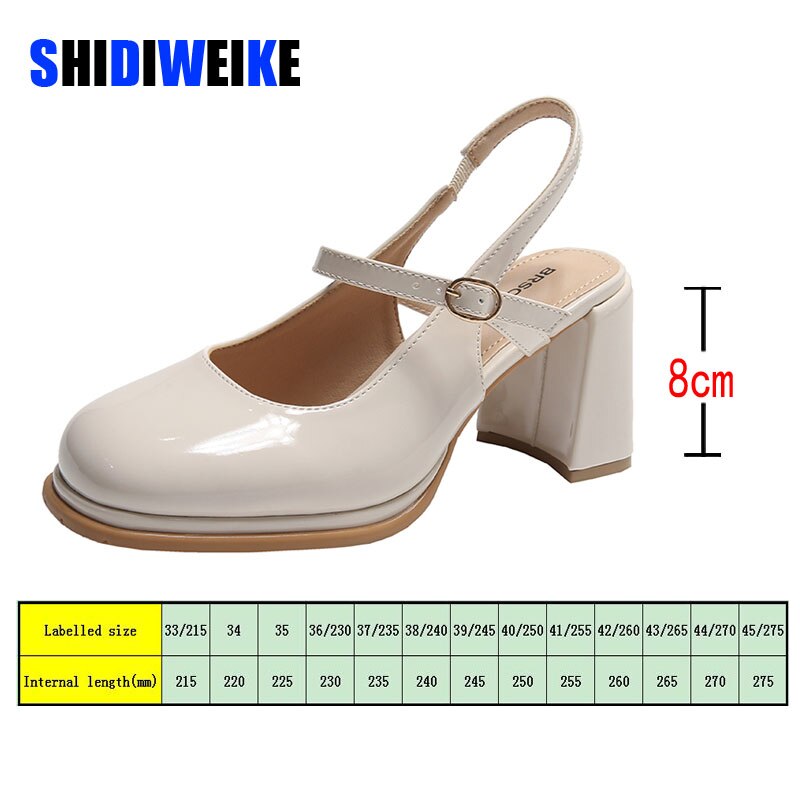 SDWK 8cm Non-slip Round Toe Sandals Shoes Ladies Casual Summer Slingbacks Beach Elegant Shoes Korean Party Shoes Woman Design - My She Shop