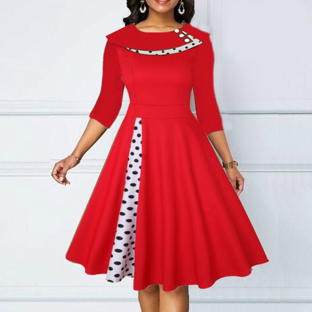 Adorable Classic A-Line Half Sleeve Deep V-Neck Dress - My She Shop