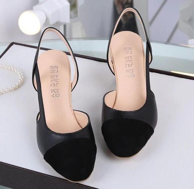 AKE SIA Magnificent Mid-Heel PU Leather Round Toe Sling Back Shoes - My She Shop