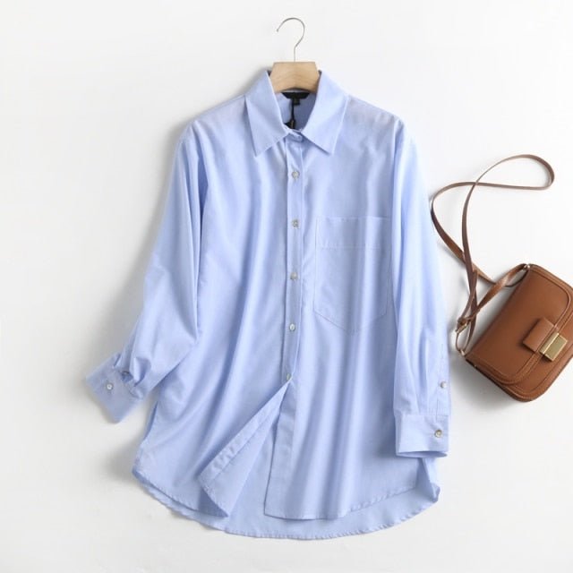 AOMO Awesome Classy Button-Down Long Sleeve Cotton Spandex Blend Shirt - My She Shop