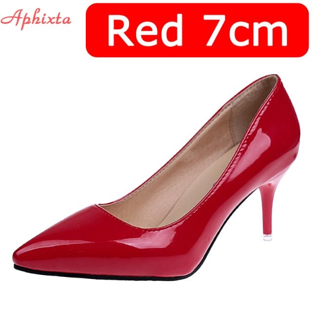 Aphixta Power Patent Leather Mid Heel Shoes - My She Shop