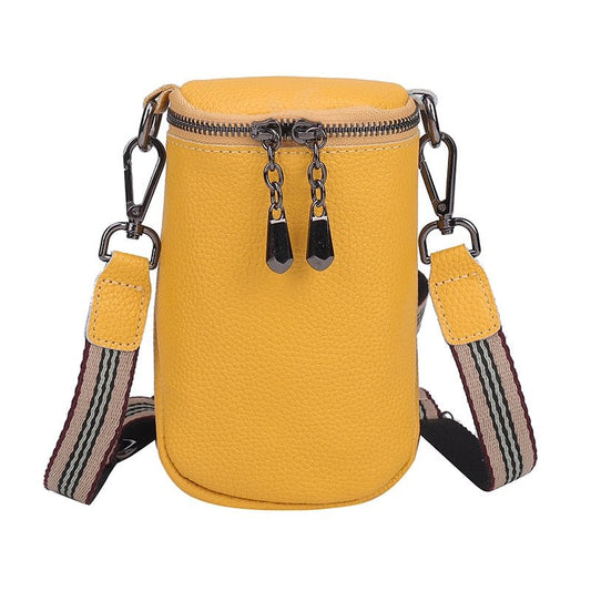 BADIMAN Genuine Leather Mini Barrel Crossbody Shoulder Bag - My She Shop
