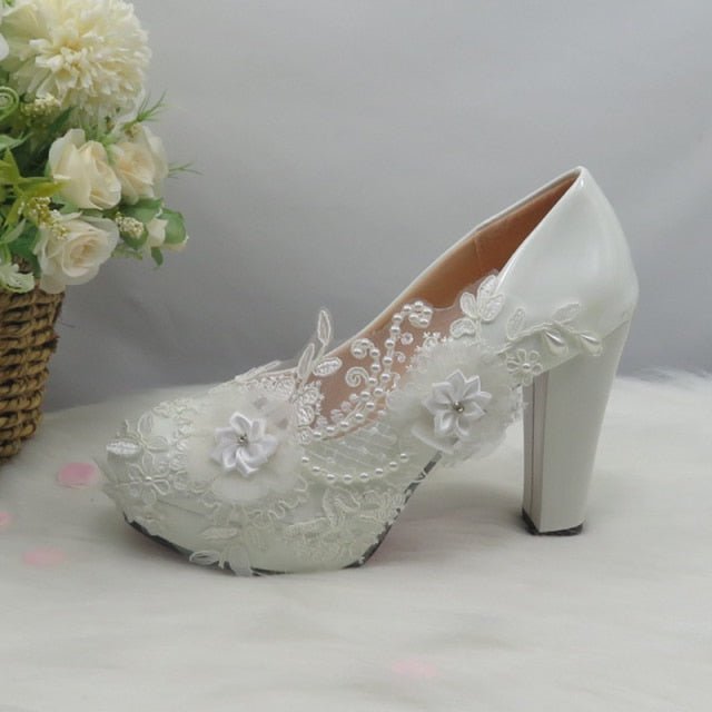 BAOYAFANG Bodacious White Flower High Heel Platform or Wedge Shoes - My She Shop