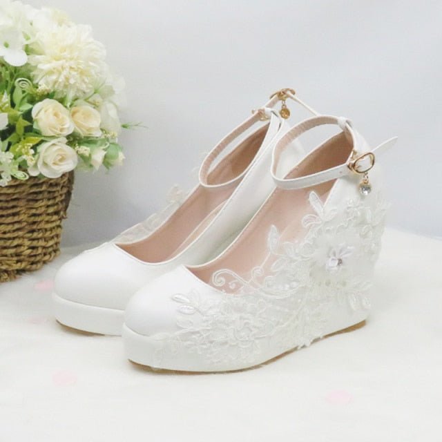 BAOYAFANG Bodacious White Flower High Heel Platform or Wedge Shoes - My She Shop