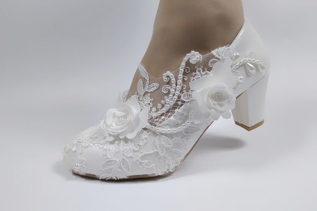 BAOYAFANG Bodacious White Flower High Heel Platform or Wedge Shoes - My She Shop