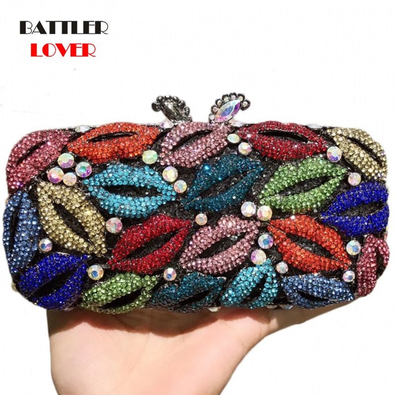 BATTLERLOVER Lovers Lips Evening Crystal Clutch Handbag - My She Shop