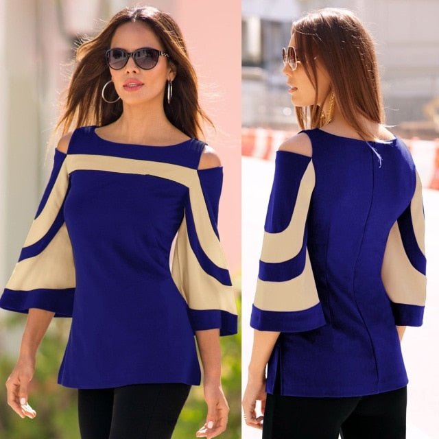 Beautiful Batwing Sleeve Cut Out Shoulder Poly Cotton Pullover Shirt - My She Shop