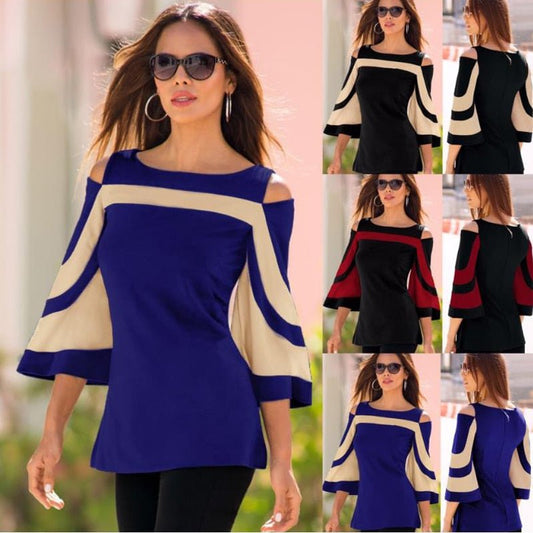 Beautiful Batwing Sleeve Cut Out Shoulder Poly Cotton Pullover Shirt - My She Shop