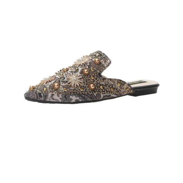 Beautiful Bling Square Heel Mule Slip On Shoes - My She Shop