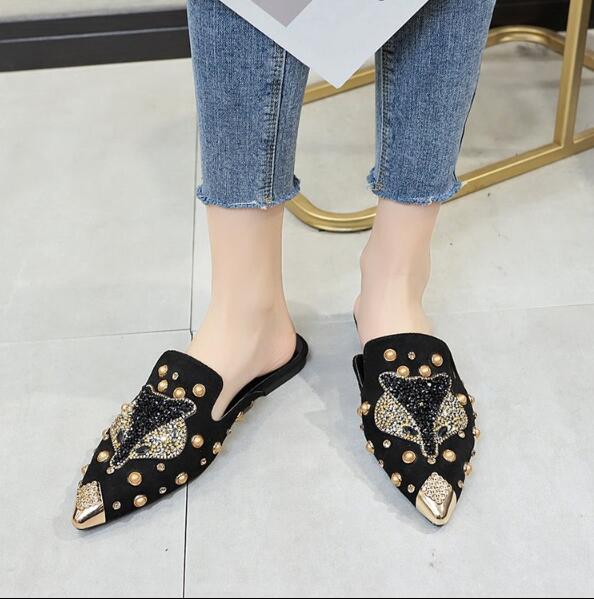 Beautiful Bling Square Heel Mule Slip On Shoes - My She Shop