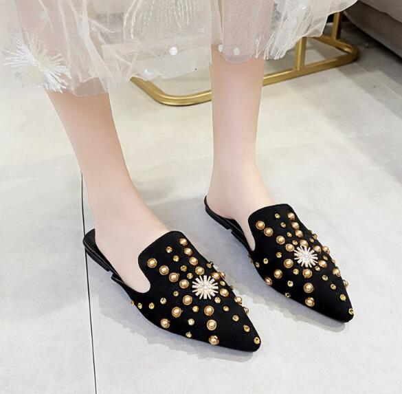 Beautiful Bling Square Heel Mule Slip On Shoes - My She Shop