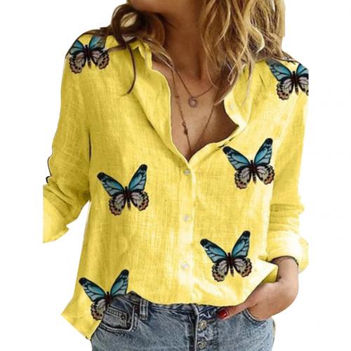 Beautiful Butterfly Print Cotton Button-Down Shirt - My She Shop