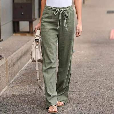 Belted Elastic High Waist Wide Leg Pants - My She Shop