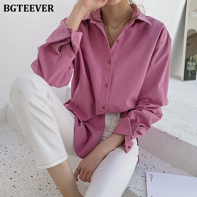 BGTEEVER Bossy Button-Down Long Sleeve Large Cuff Shirt - My She Shop