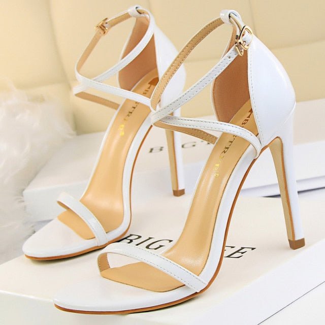 BIGTREE Beautiful Buckle Open Toe Ankle Strap High Heel Shoes - My She Shop