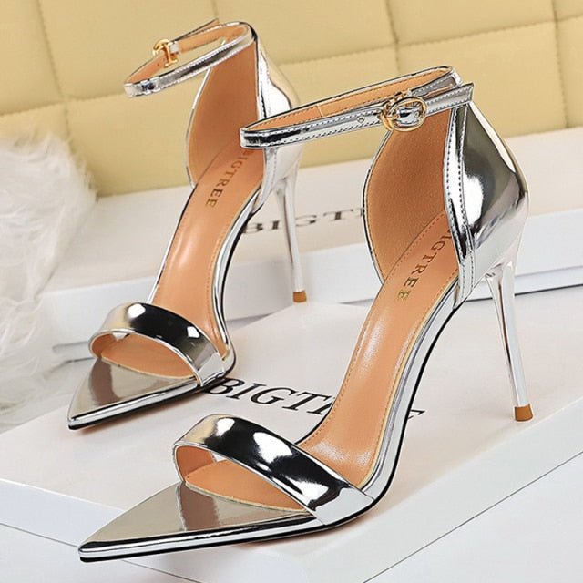 BIGTREE Beautiful Buckle Open Toe Ankle Strap High Heel Shoes - My She Shop