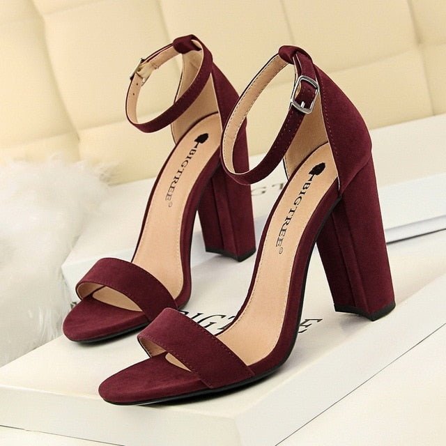 BIGTREE Block Heel Ankle Buckle Shoes - My She Shop