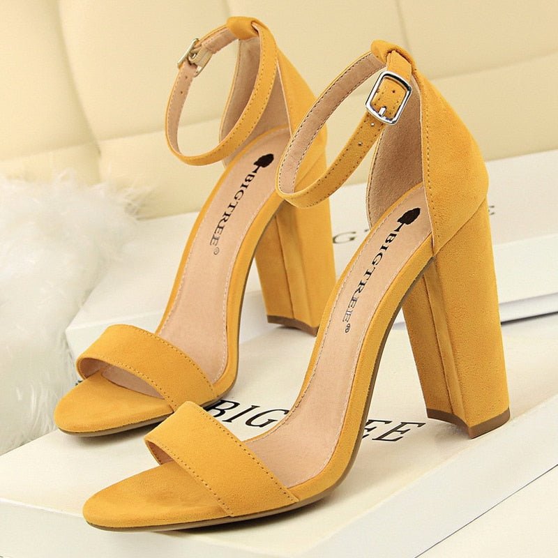 BIGTREE Block Heel Ankle Buckle Shoes - My She Shop