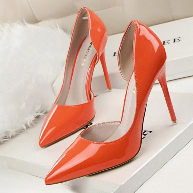 BIGTREE Popular Patent Leather Ankle Strap or Full Back Stiletto Shoes - My She Shop