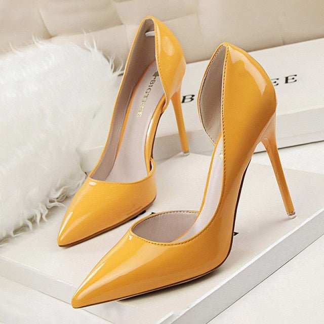 BIGTREE Popular Patent Leather Ankle Strap or Full Back Stiletto Shoes - My She Shop