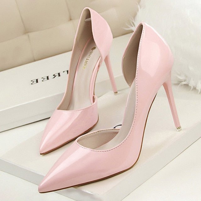 BIGTREE Popular Patent Leather Ankle Strap or Full Back Stiletto Shoes - My She Shop