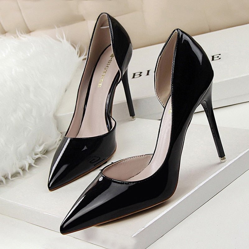 BIGTREE Popular Patent Leather Ankle Strap or Full Back Stiletto Shoes - My She Shop