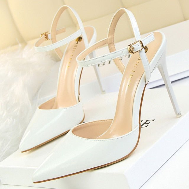 BIGTREE Popular Patent Leather Ankle Strap or Full Back Stiletto Shoes - My She Shop