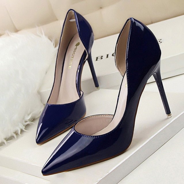 BIGTREE Popular Patent Leather Ankle Strap or Full Back Stiletto Shoes - My She Shop