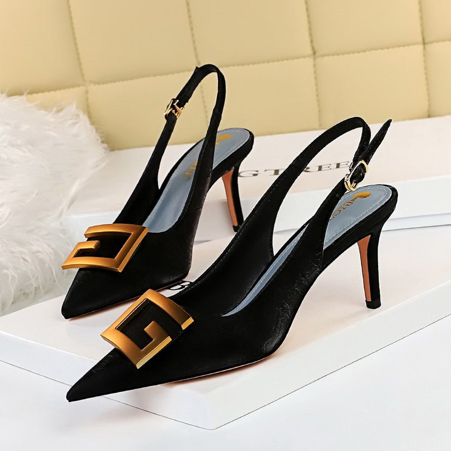 BIGTREE Slingback Pointed Toe G Buckle Shoes - My She Shop